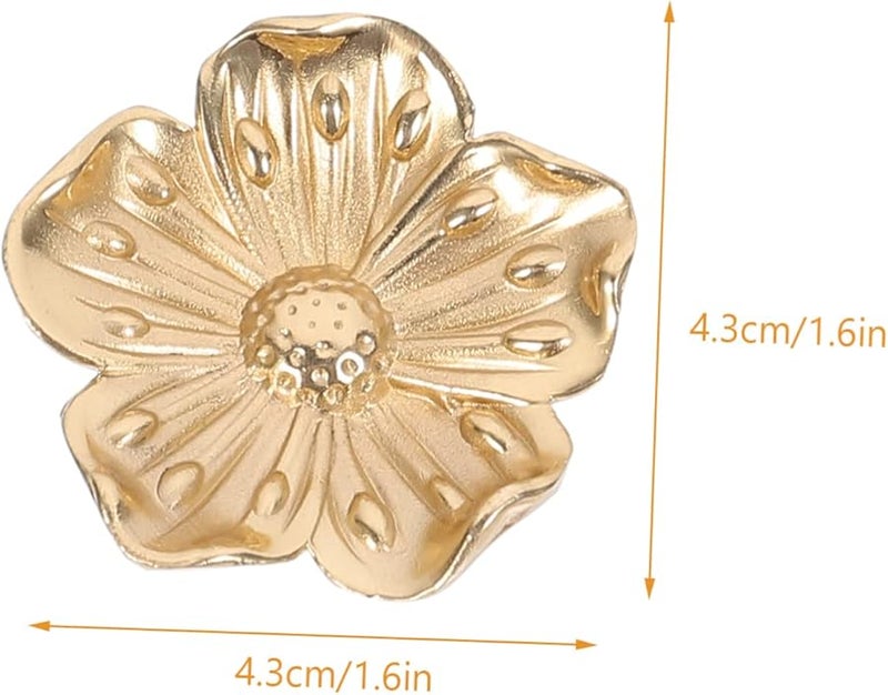 Vintage Boho Flower Shaped Single Hole Drawer Handle Cabinet Knob Antique Brass - Image 2